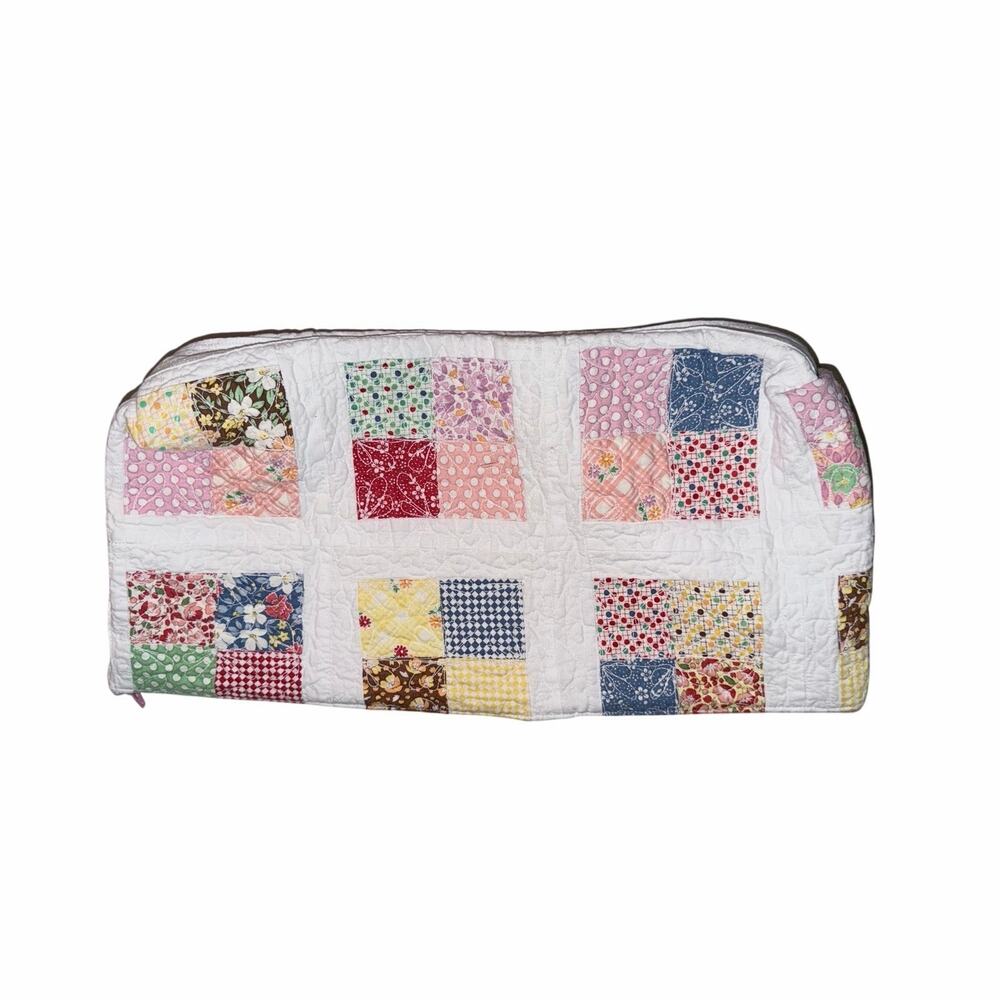Quilted cotton patchwork cosmetic bag organization zipper top cottagecore